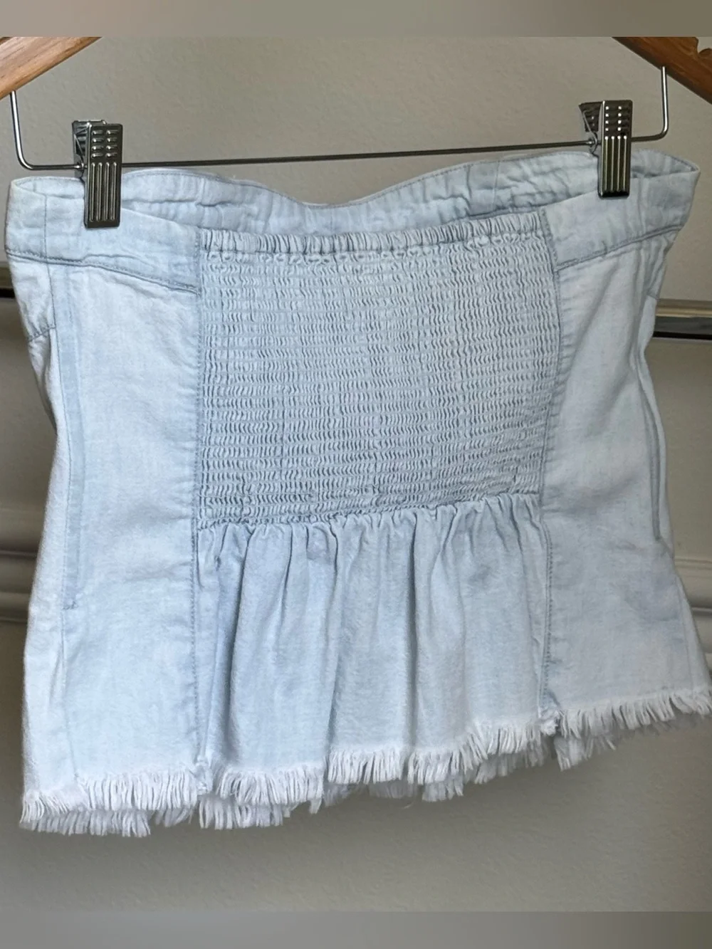 Free People Better Day Cropped Tube Top Small Light Denim Pre-owned